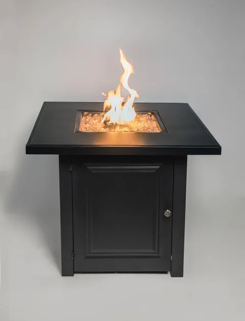 28" Matte Black Propane Fire Pit Table with Free Arctic Ice Glass