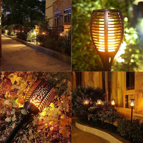 Solar Power Torch Flame Light Outdoor Landscape Garden Street Lights Waterproof Decorative Lamp