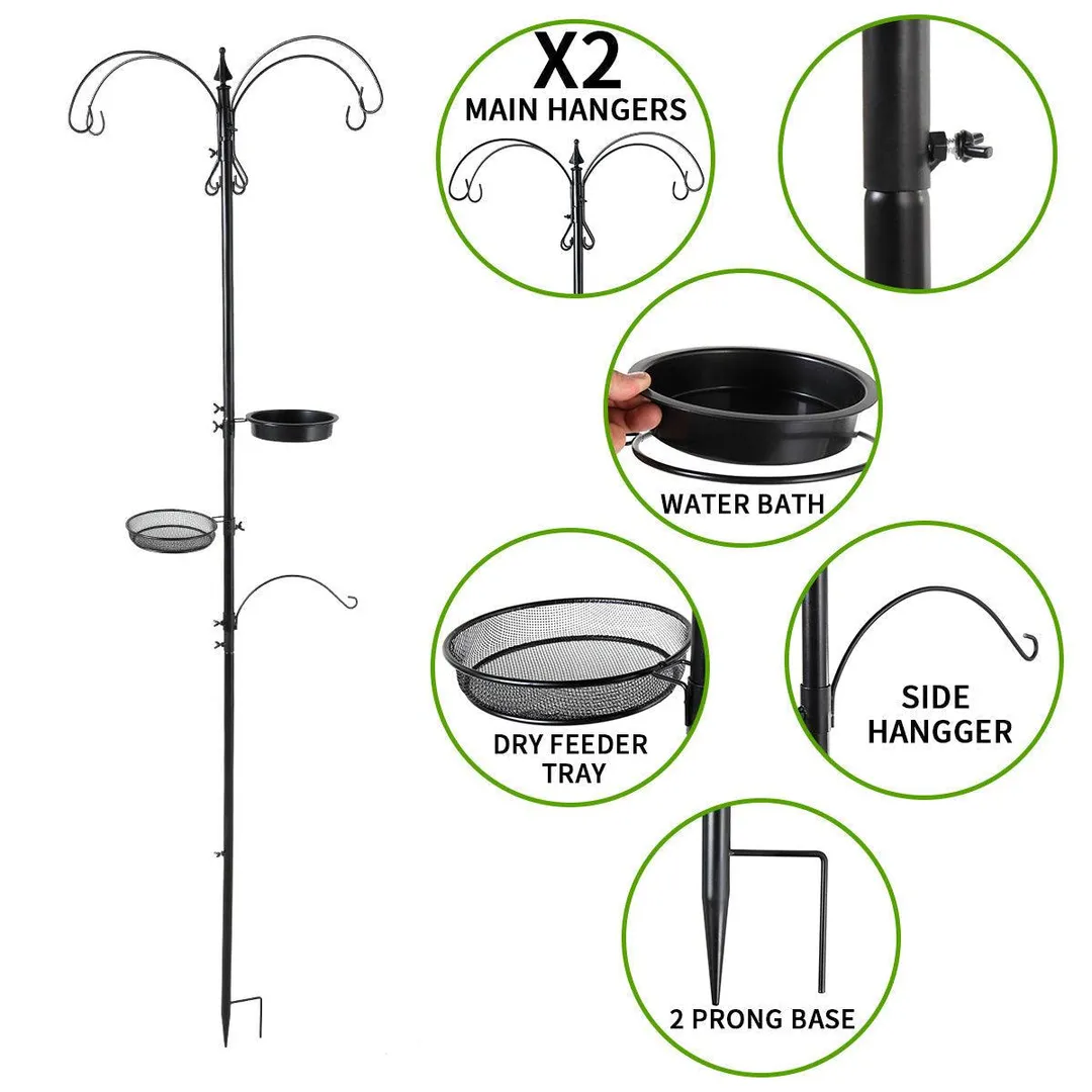 Jaxpety  Bird Feeding Station 84.6" Multi-Feeder Station Hanging Kit w/ Bird Bath，Wild Squirrel Feeding，Black, photo 6 of 14