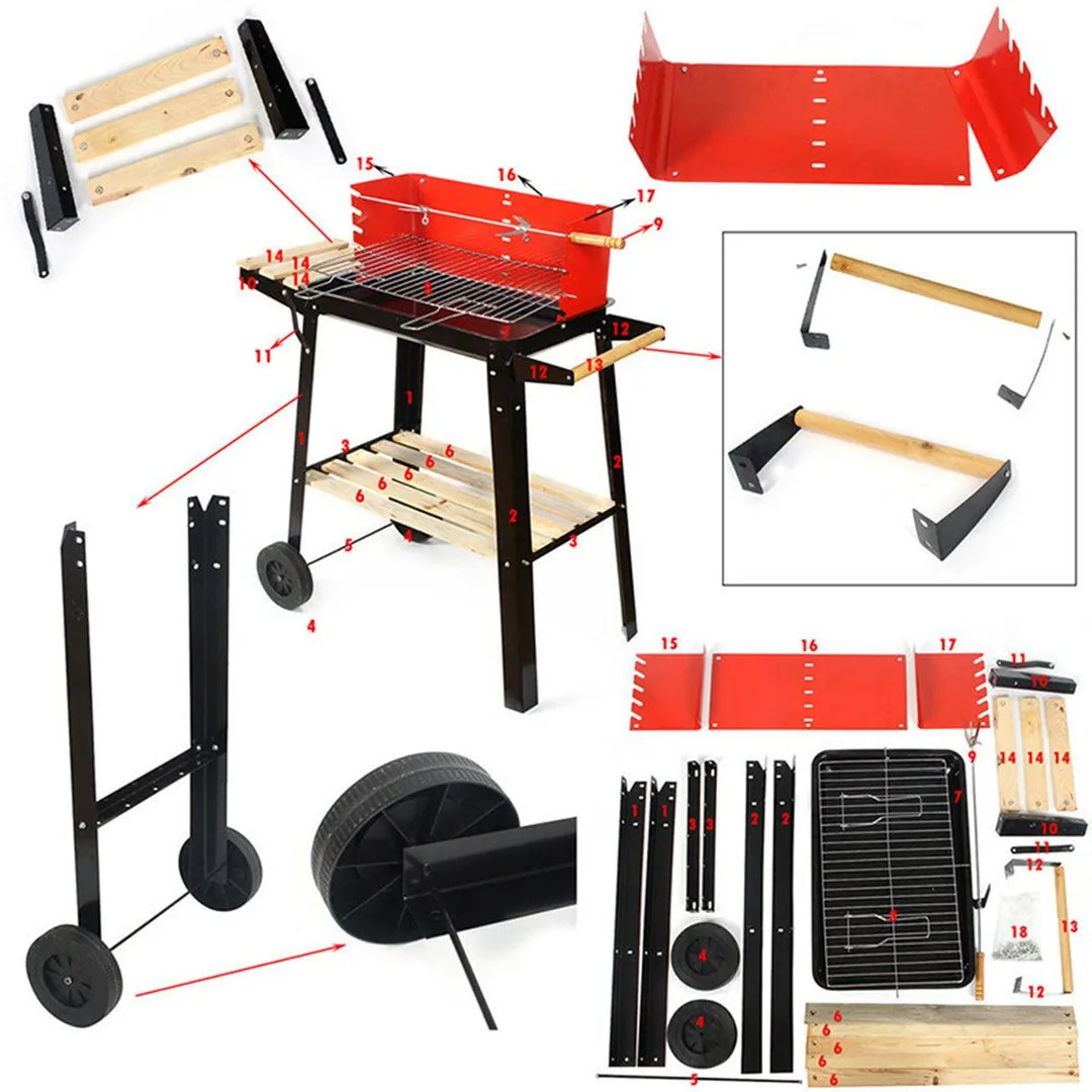Portable BBQ Grill Charcoal Barbecue Pit Outdoor Camping Backyard Picnic Meat Cooker Smoker, photo 5 of 5