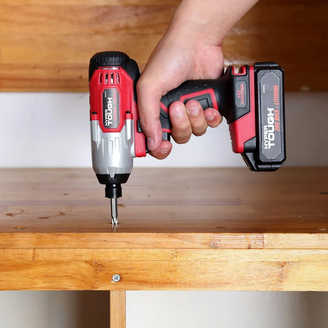 Hyper Tough 20V MAX Lithium-ion 3/8-in. Cordless Drill, 1/4-in. Impact Driver & Reciprocating Saw Combo Kit (3-Tool) with (2)1.5Ah Lithium-ion Batteries, Charger, Wood Blade, Bit Holder & LED Lights, photo 3 of 8