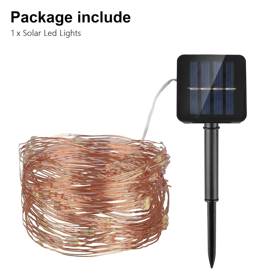 EEEkit 1/2Pcs 78.7ft Outdoor Solar String Lights,240 LED Solar Fairy Lights with 8 Lighting Modes Waterproof, Flexible Copper Wire String Lights,Christmas Decoration for Home Garden Wedding Holiday Party, photo 9 of 9
