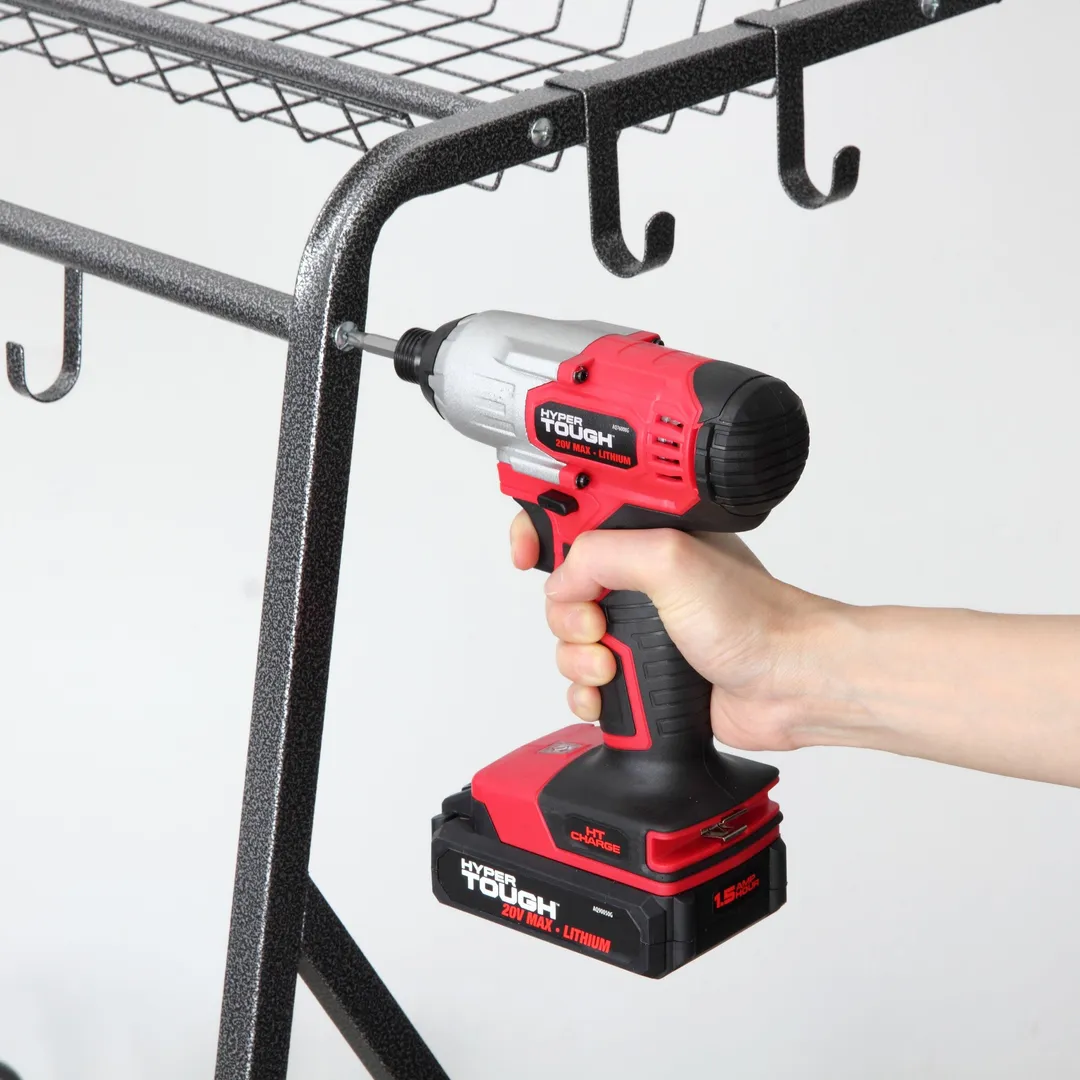 Hyper Tough 20V MAX Lithium-ion 3/8-in. Cordless Drill, 1/4-in. Impact Driver & Reciprocating Saw Combo Kit (3-Tool) with (2)1.5Ah Lithium-ion Batteries, Charger, Wood Blade, Bit Holder & LED Lights, photo 8 of 8