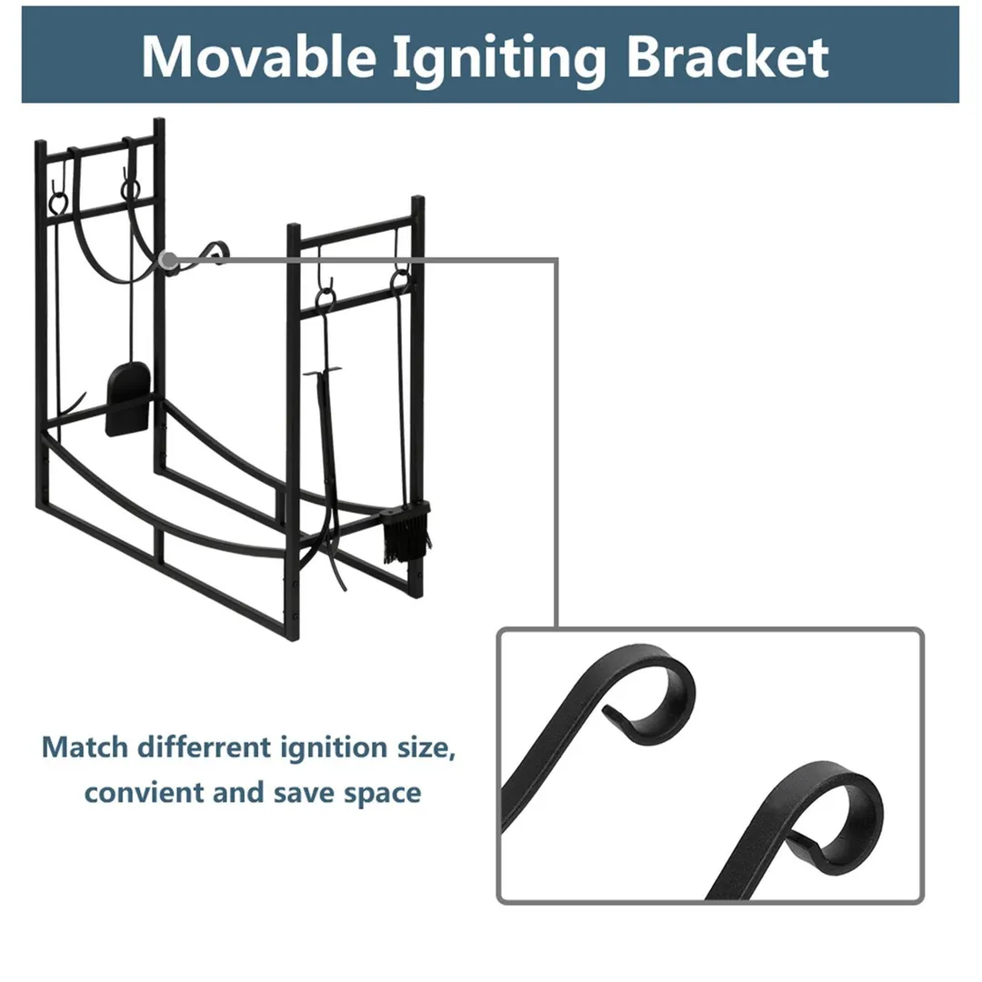 Ktaxon 35 Inch Heavy Duty Outdoor Fireplace Firewood Log Rack w/ Tools and Brackets, photo 5 of 5