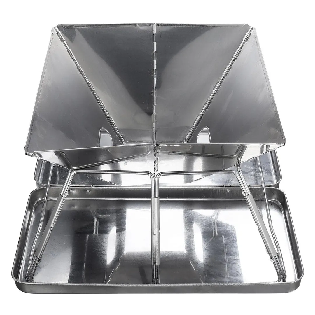 Mini Barbecue Grill Portable Folding Charcoal Barbecue DeskTabletop Outdoor Stainless Steel Smoker BBQ Garden Terrace Camping Travel (12x12x9inch) Hiking Picnics (Silver), photo 4 of 11