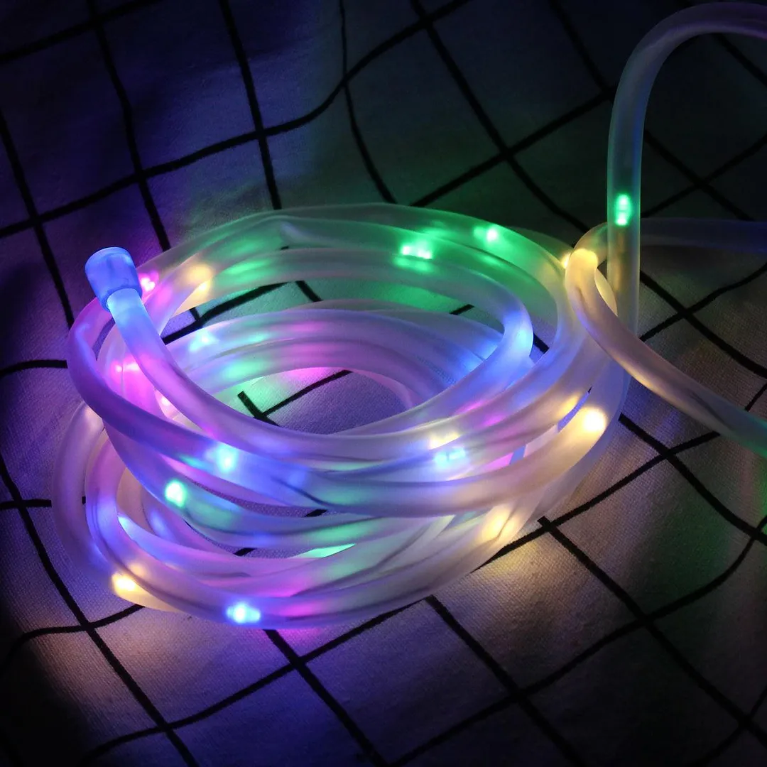 Novashion 100 LEDs 39FT(12M) Solar Rope Tube Lights Waterproof RGB String Light with 8 Lighting Mode Outdoor Garden Lamp Christmas Wedding Party Decor, photo 14 of 18