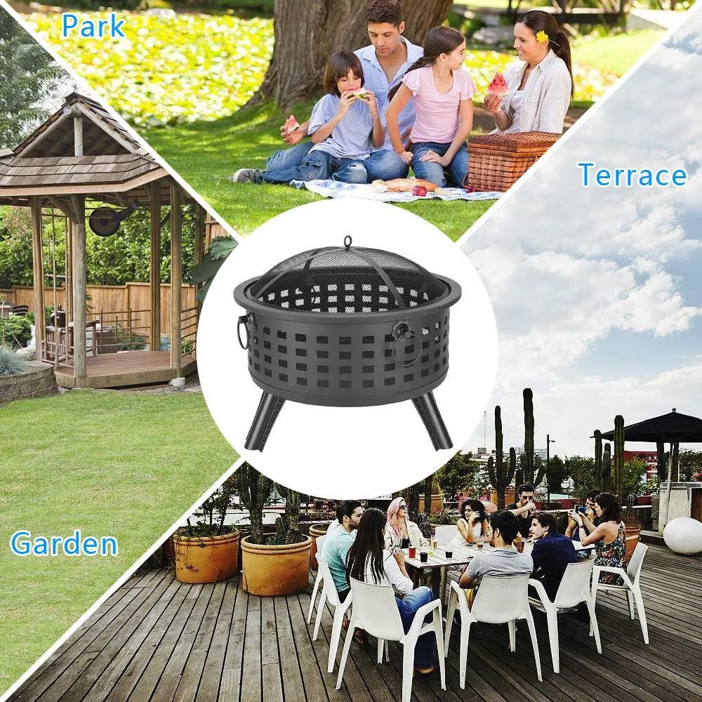 Winado 26" Steel Round Fire Pit Patio Heater Patio Outdoor with Cover, photo 6 of 8
