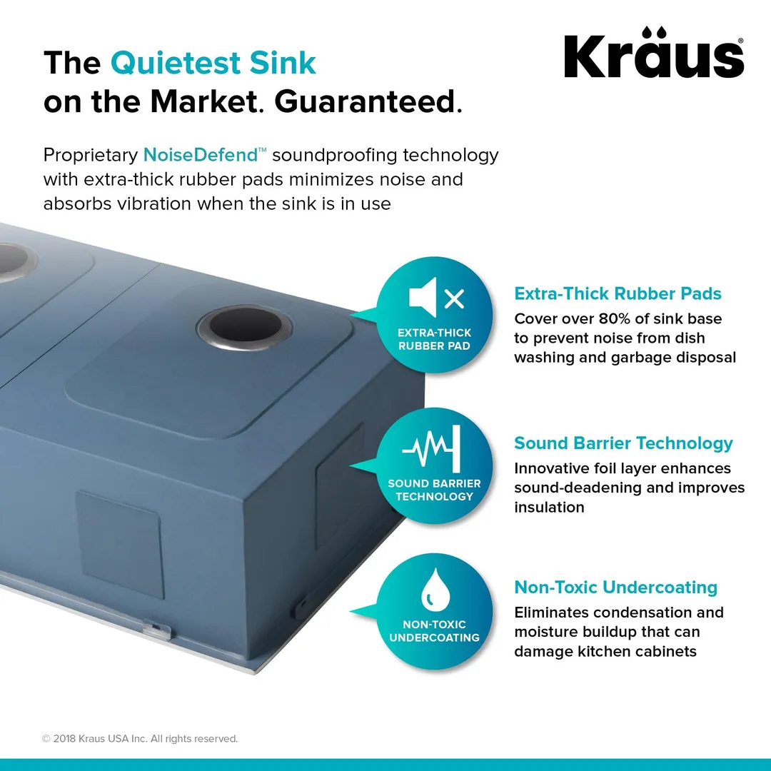 KRAUS 33 x 22 inch Pax Drop-In Topmount 16 Gauge Zero-Radius Double Bowl 2-Hole Stainless Steel Kitchen Sink, photo 9 of 15