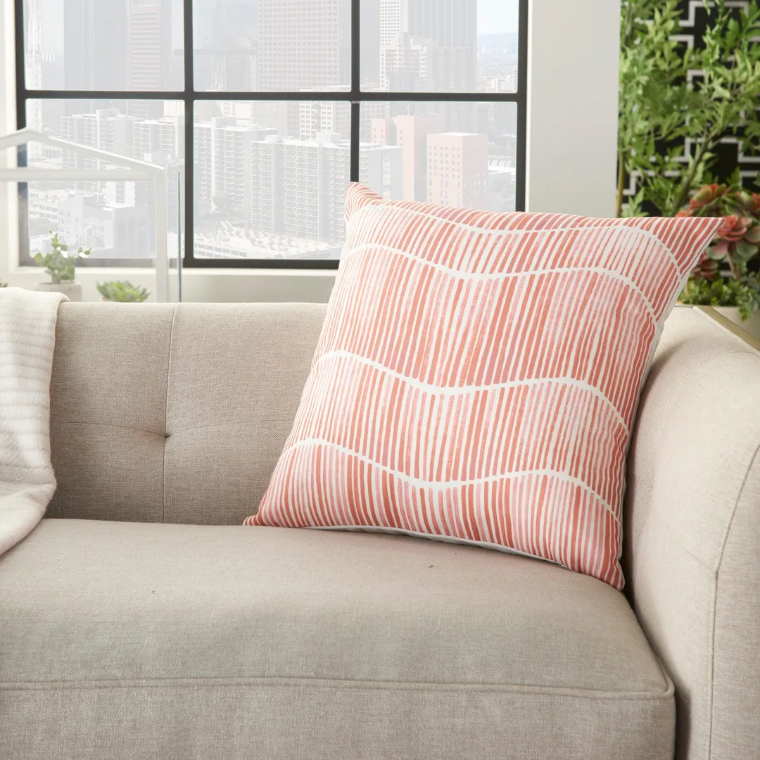 Nourison Outdoor Pillows Nature-inspired Coral Decorative Throw Pillow , 18"X18", photo 4 of 5