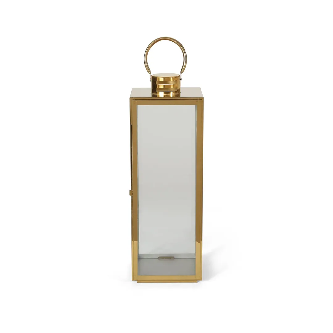 Noble House Otis 24" Modern Outdoor Stainless Steel Lantern, Gold, photo 4 of 8