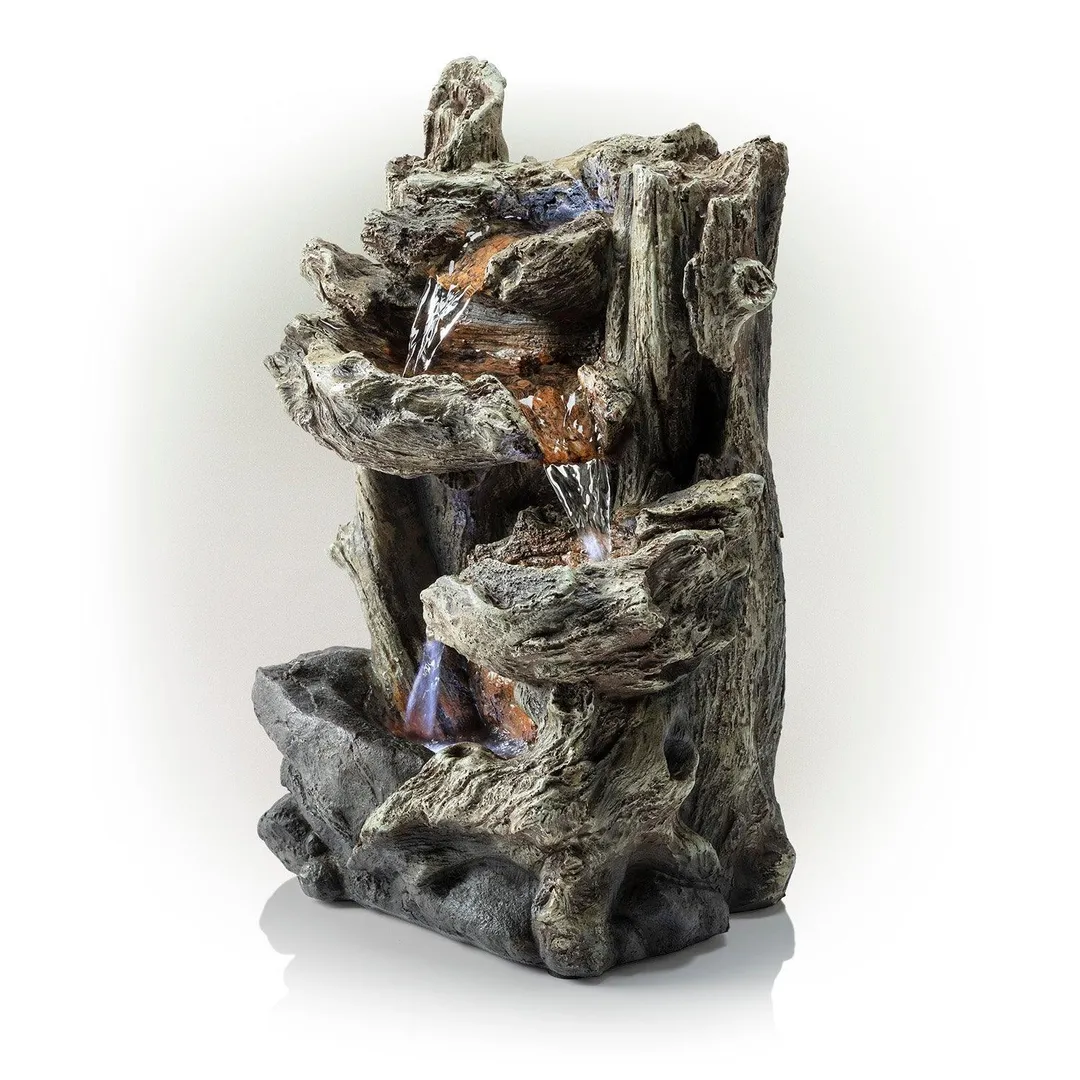 Alpine Corporation Tiered Log Tabletop Fountain with LED Lights, photo 9 of 11