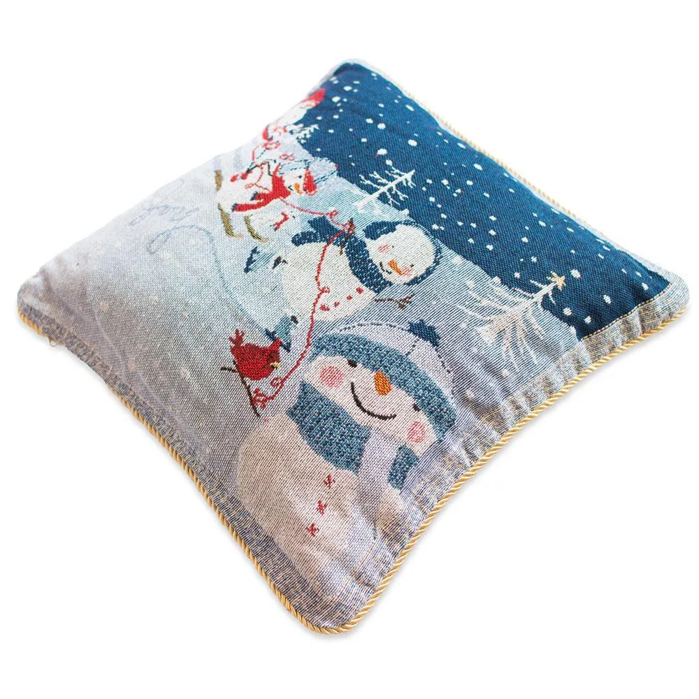 BestPysanky Set of 2 Snowmen Enjoying Winter Sport Parade Christmas Throw Cushion Pillow Covers, photo 5 of 6