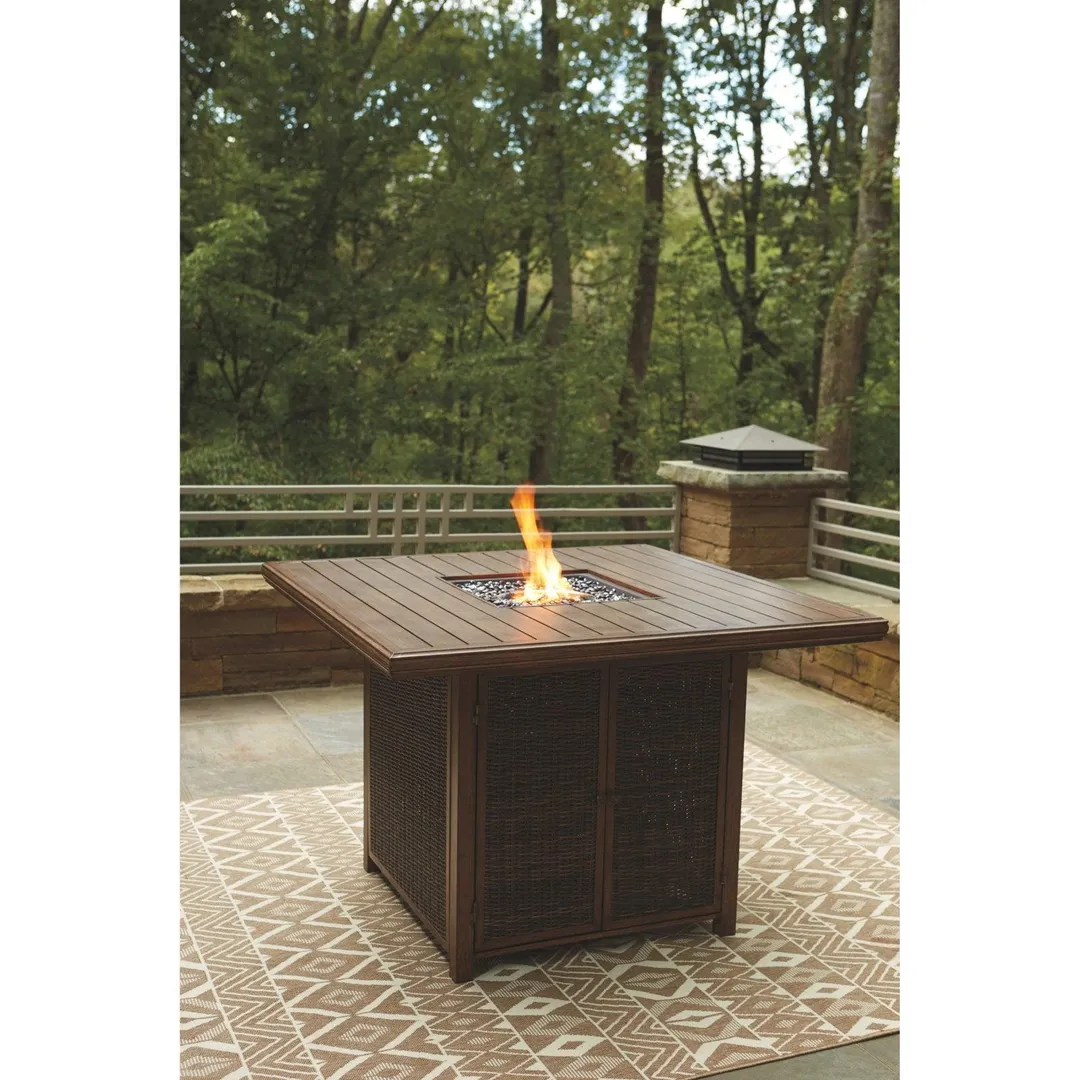Ashley Furniture Paradise Trail Patio Fire Pit Pub Table in Brown, photo 5 of 9