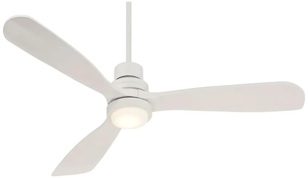 Casa Vieja 52" Casa Vieja Modern Outdoor Ceiling Fan with Light LED Delta-Wing White Wood Opal Glass Damp Rated for Patio Porch, photo 2 of 8
