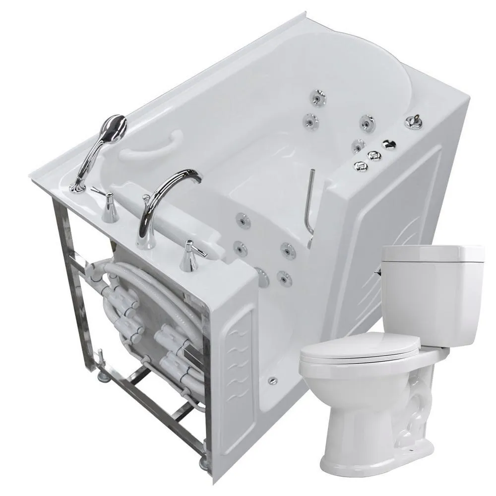 45.75 in. Walk-In Whirlpool Bathtub in White with 1.28 GPF Single Flush Toilet, photo 6 of 7