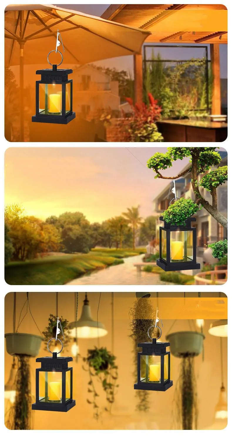 TOPCHANCES Solar Lights Solar Lanterns Dancing Flame Outdoor Hanging Lanterns Lights Decoration Lighting Solar Powered Waterproof Umbrella Lanterns Night Light Auto Sensor for Garden Patio Yard, photo 11 of 11