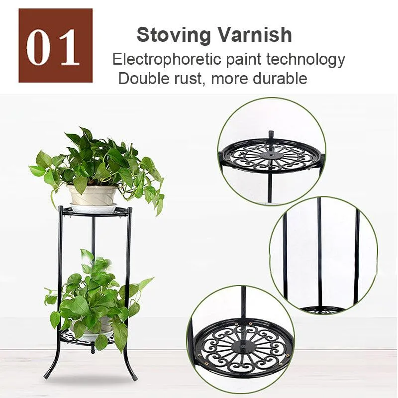2-Tier Iron Potted Plant Stands Flower Pot Holder Rack,Garden & Home, photo 5 of 8