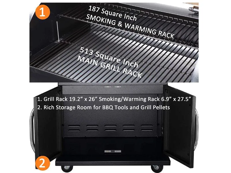 Portable Party Wood Pellet BBQ Grill & Smoker 450 Cooking Area 8-in-1 Grill, photo 8 of 8