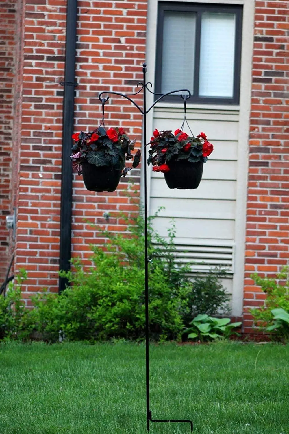 Ashman 91 Inch Adjustable Shepherds Hook with Twin Hooks 5/8 inches Thick, Super Strong, Rust Resistant Steel Hook for Hanging Plant Baskets, Bird Feeders, Lanterns, Wind Chimes and use at Weddings, photo 3 of 7