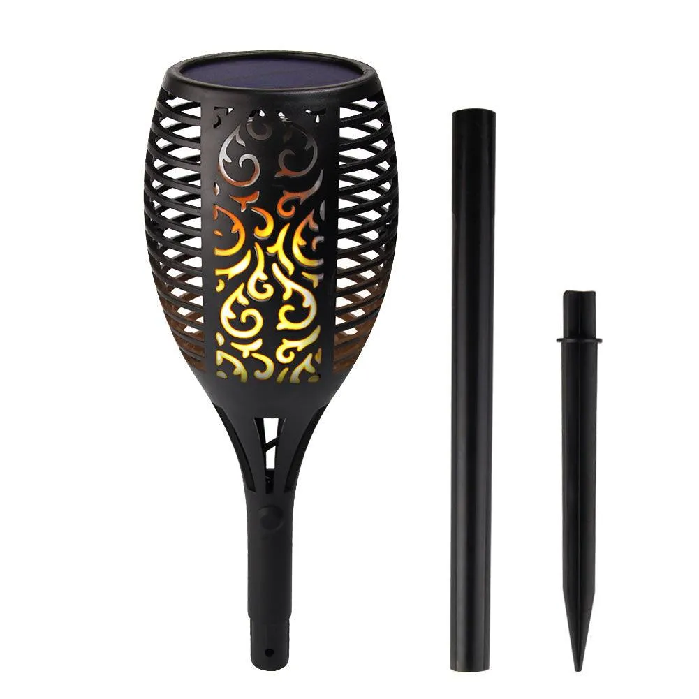 Topchances 10 Pack - Solar Lights Outdoor - Flickering Flames Torch Solar Path Light - Dancing Flame Lighting 96 LED Dusk to Dawn Flickering Tiki Torches Outdoor Waterproof Garden, photo 9 of 11