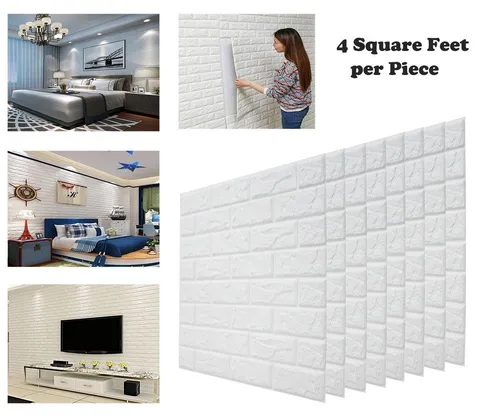3D Brick Wallpaper 24 × 24 in Faux Brick Textured Effect Background Wall Decoration - Pack of 2