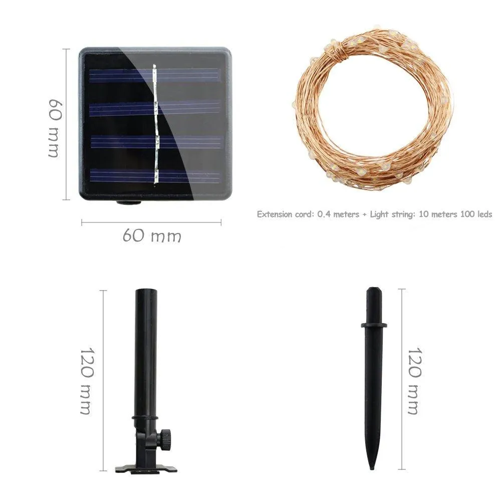 Qishi Solar String Lights Outdoor, 33ft 100 LED Solar Powered Fairy Lights Waterproof Decorative Lighting for Patio Garden Yard Party Wedding (Warm White), photo 7 of 8