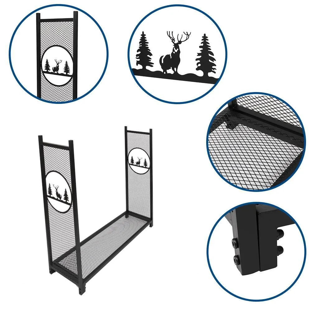 Zimtown Firewood Holder Small Decorative Indoor/Outdoor Firewood Racks Fireside Log Rack, Black, photo 7 of 7