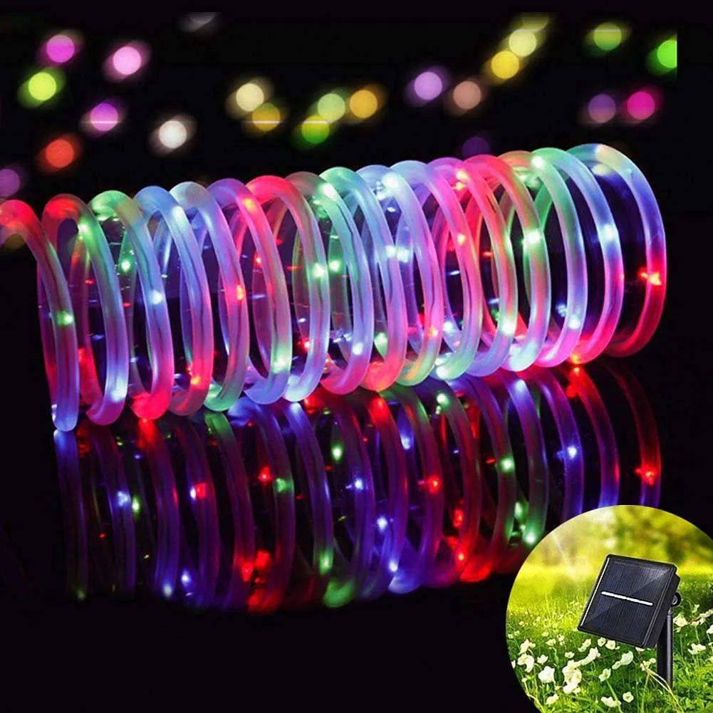 Novashion 100 LEDs 39FT(12M) Solar Rope Tube Lights Waterproof RGB String Light with 8 Lighting Mode Outdoor Garden Lamp Christmas Wedding Party Decor, photo 17 of 18