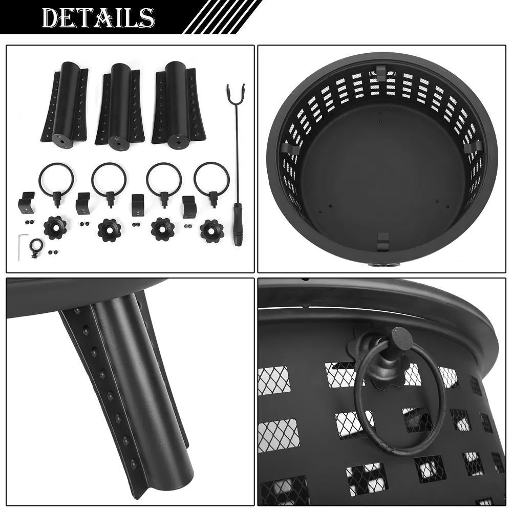 Winado 26" Steel Round Fire Pit Patio Heater Patio Outdoor with Cover, photo 5 of 8