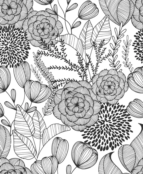 Black Secret Garden Peel & Stick Wallpaper