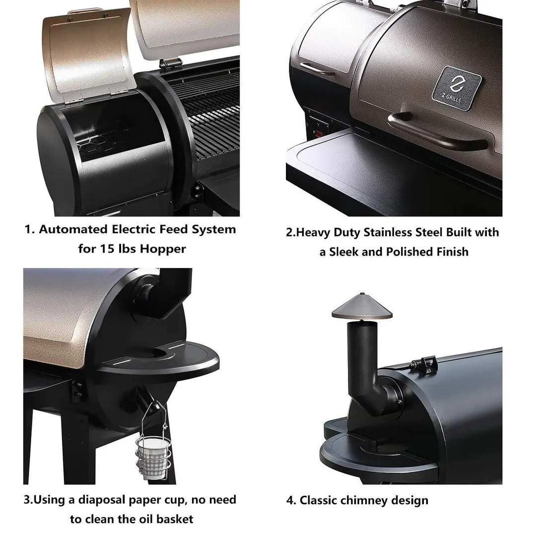 Z Grills ZPG-450A Upgrade Model Wood Pellet Grill & Smoker, 8 in 1 BBQ Grill Auto Temperature Control, 450 sq Inch Deal, Bronze & Black Cover Included, photo 11 of 11
