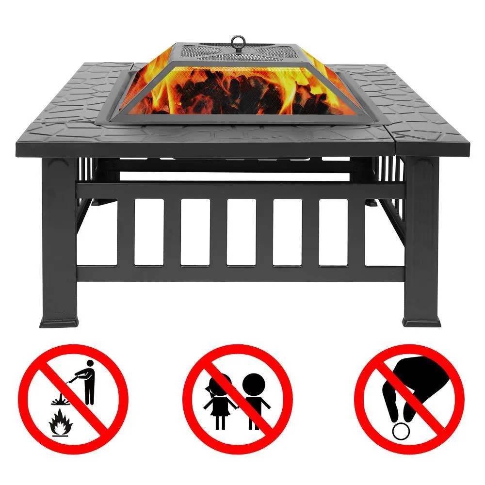 Ktaxon Outdoor 32" Metal Fire Pit Patio Garden Square Stove Fire Pit, photo 5 of 8