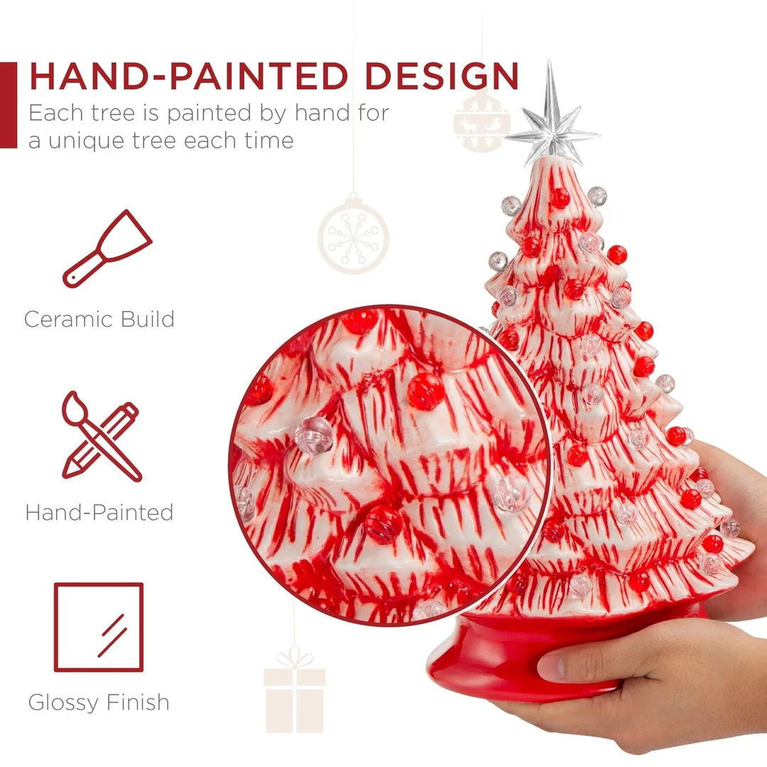 Best Choice Products 15in Pre-lit Ceramic Christmas Tree w/ Cord, Hand-Painted  Decoration - Peppermint Candy Cane, photo 3 of 7