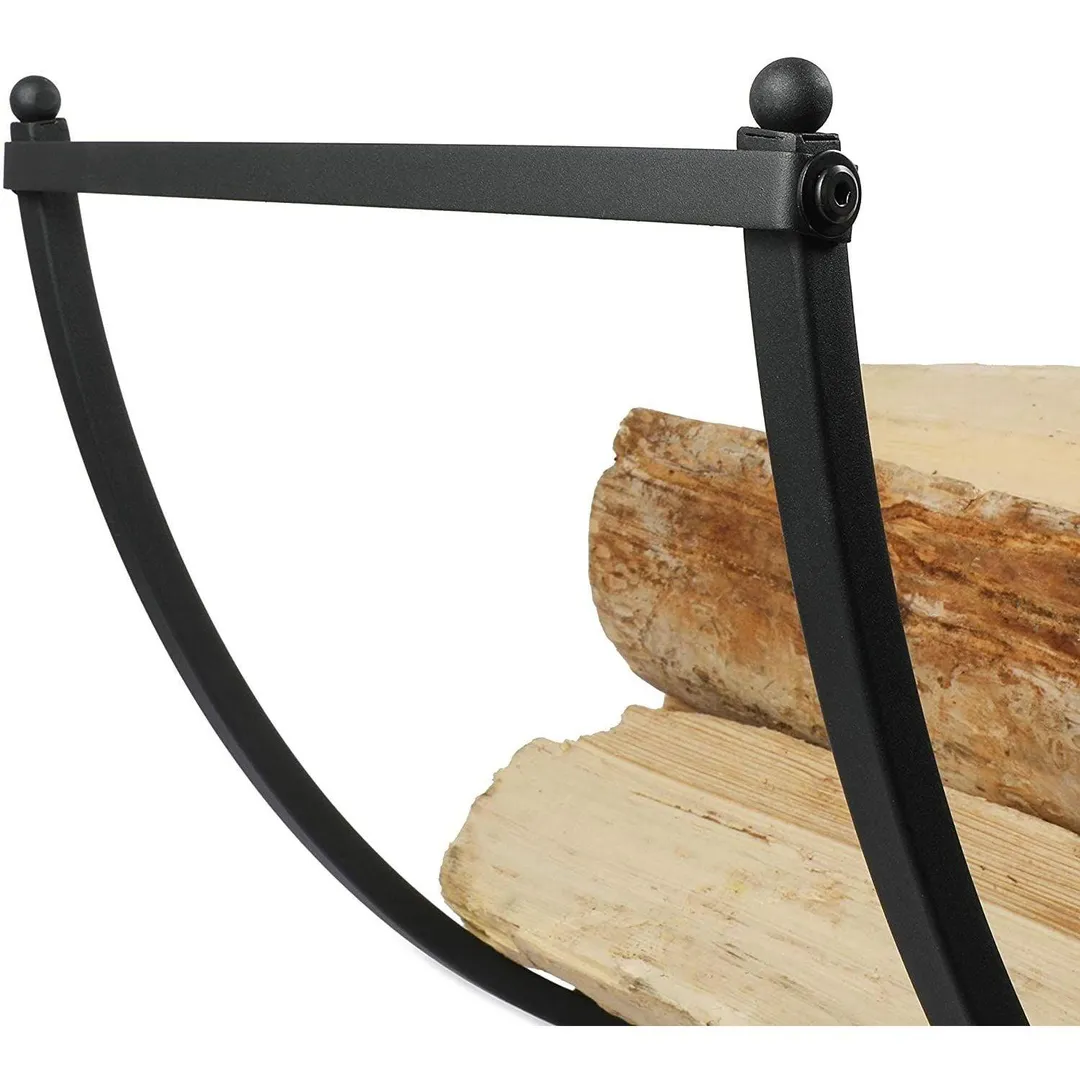 Juvale 3-Foot Iron Steel Curved Firewood Rack Fireside Log Wood Storage Holder for Indoor Outdoor, Black, photo 4 of 7