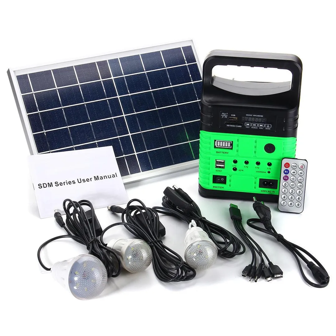 Portable Power Station, Solar Generator with 6W Solar Panel, 2 or 3 LED Light Bulb, Camp Lamps with 5V Output Can Charge Power Bank, USB DC Outlets, for Outdoor Camping, Home Emergency Power Supply, photo 2 of 12