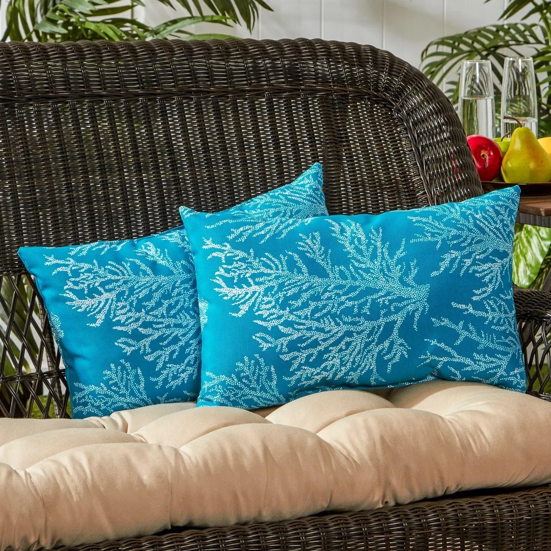 Sea Coral 19 x 12 in. Outdoor Rectangle Accent Pillow, Set of 2, photo 2 of 5