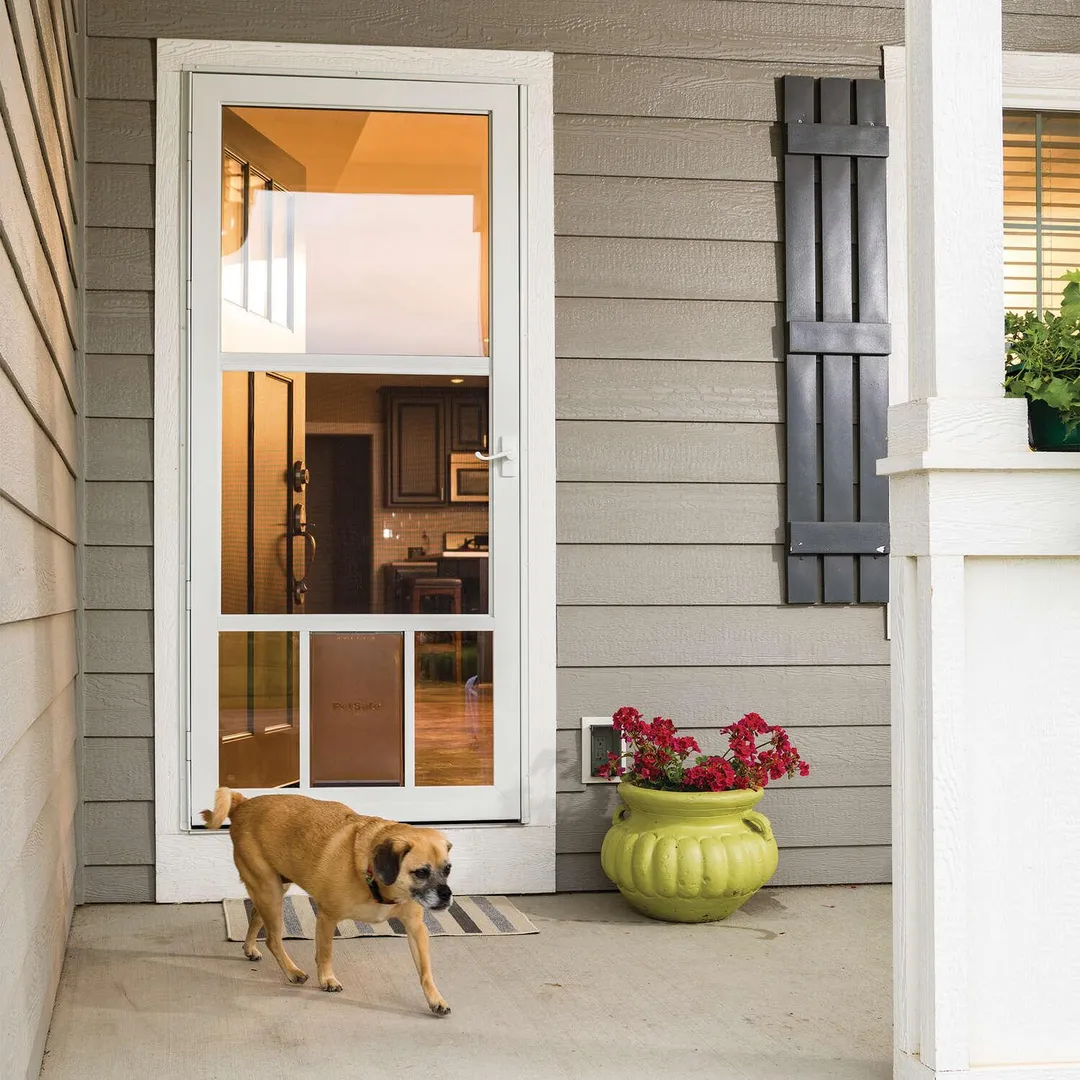 Larson 81 in. H X 36 in. W Aluminum White Full-View Reversible Pet Storm Door, photo 2 of 2
