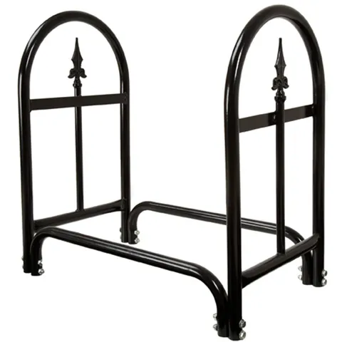 Fireplace Log Rack, Finial Design, Black