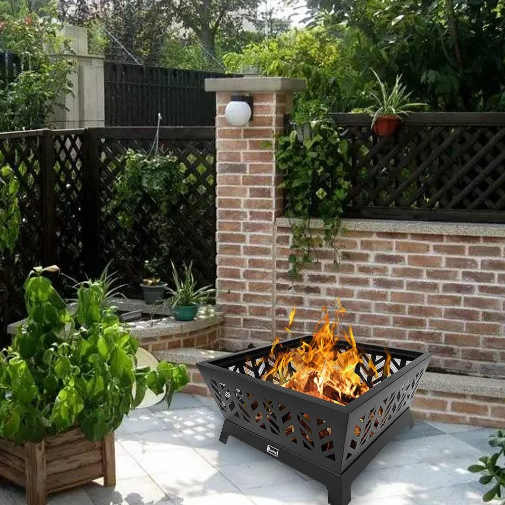 NuFazes 26 Inch Outdoor Wood Fire Four-Corner Pits / Heater / Heater / Black Zokop Yl013F, photo 5 of 6