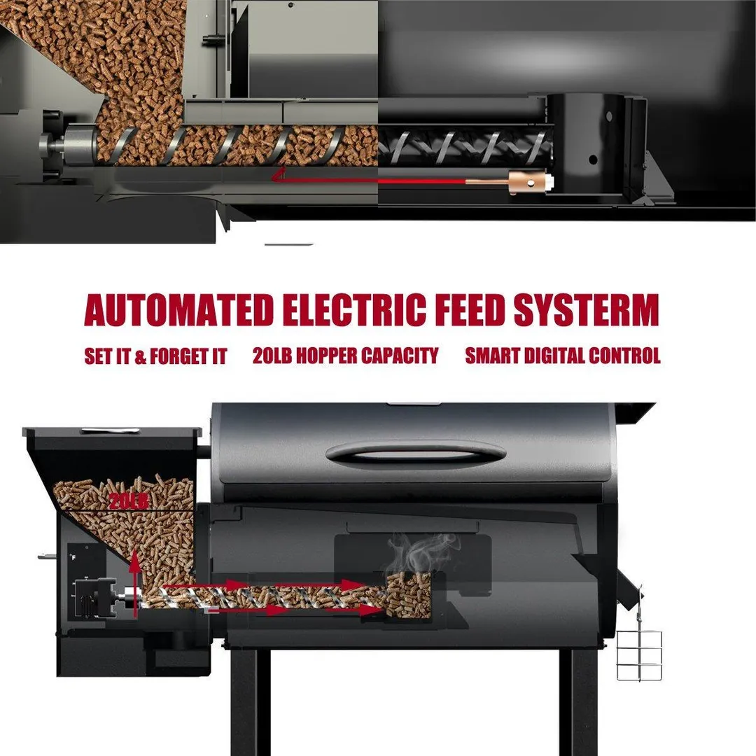 Portable Party Wood Pellet BBQ Grill & Smoker 700 Cooking Area 8-in-1 Grill, photo 10 of 12