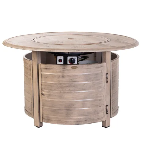 Thatcher Driftwood Round Aluminum Propane Gas Fire Pit