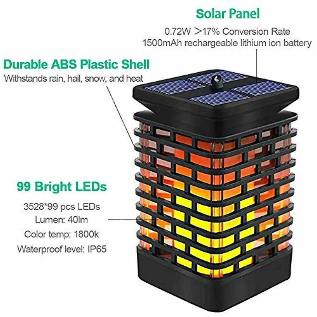 Novashion 99 LEDs Solar Path Lights, Solar Lantern Lights, Dancing Flame IP65 Water-proof For Outdoor Garden Hanging Landscape, photo 3 of 9