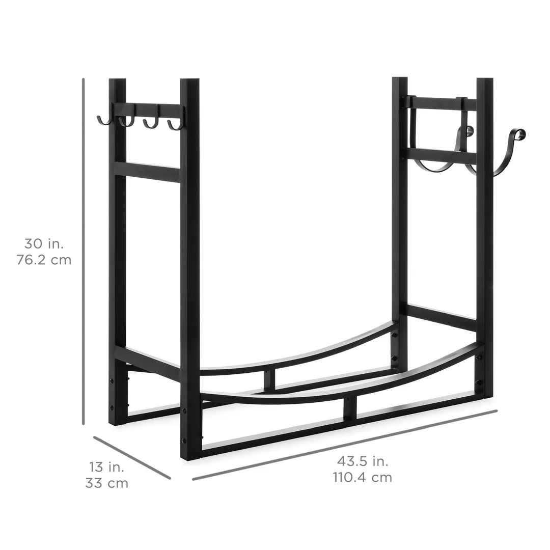 Best Choice Products 33.5in Steel Firewood Log Rack & Tool Set for Fire Pit, Fireplace w/ Kindling Holder, photo 7 of 7