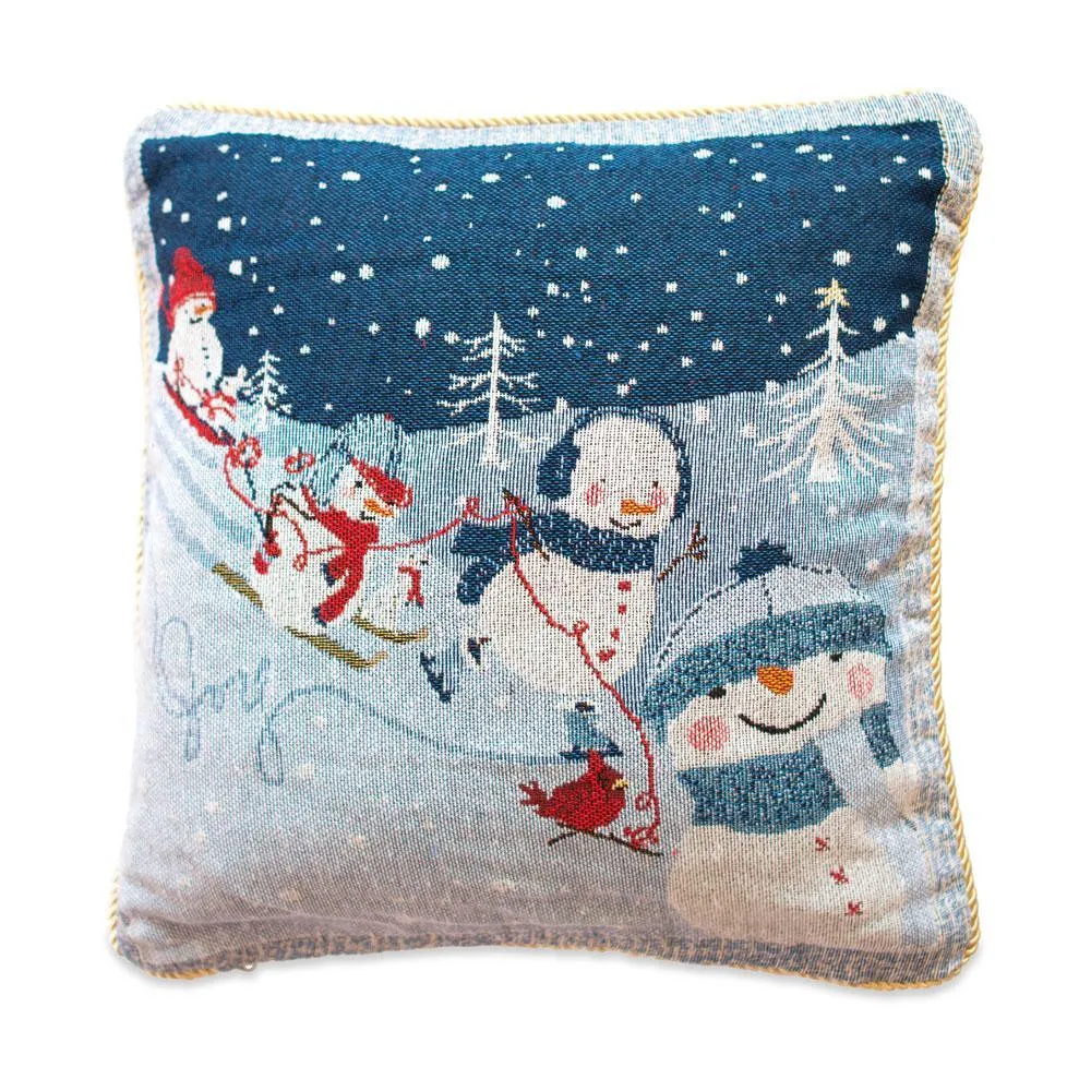 BestPysanky Set of 2 Snowmen Enjoying Winter Sport Parade Christmas Throw Cushion Pillow Covers, photo 2 of 6