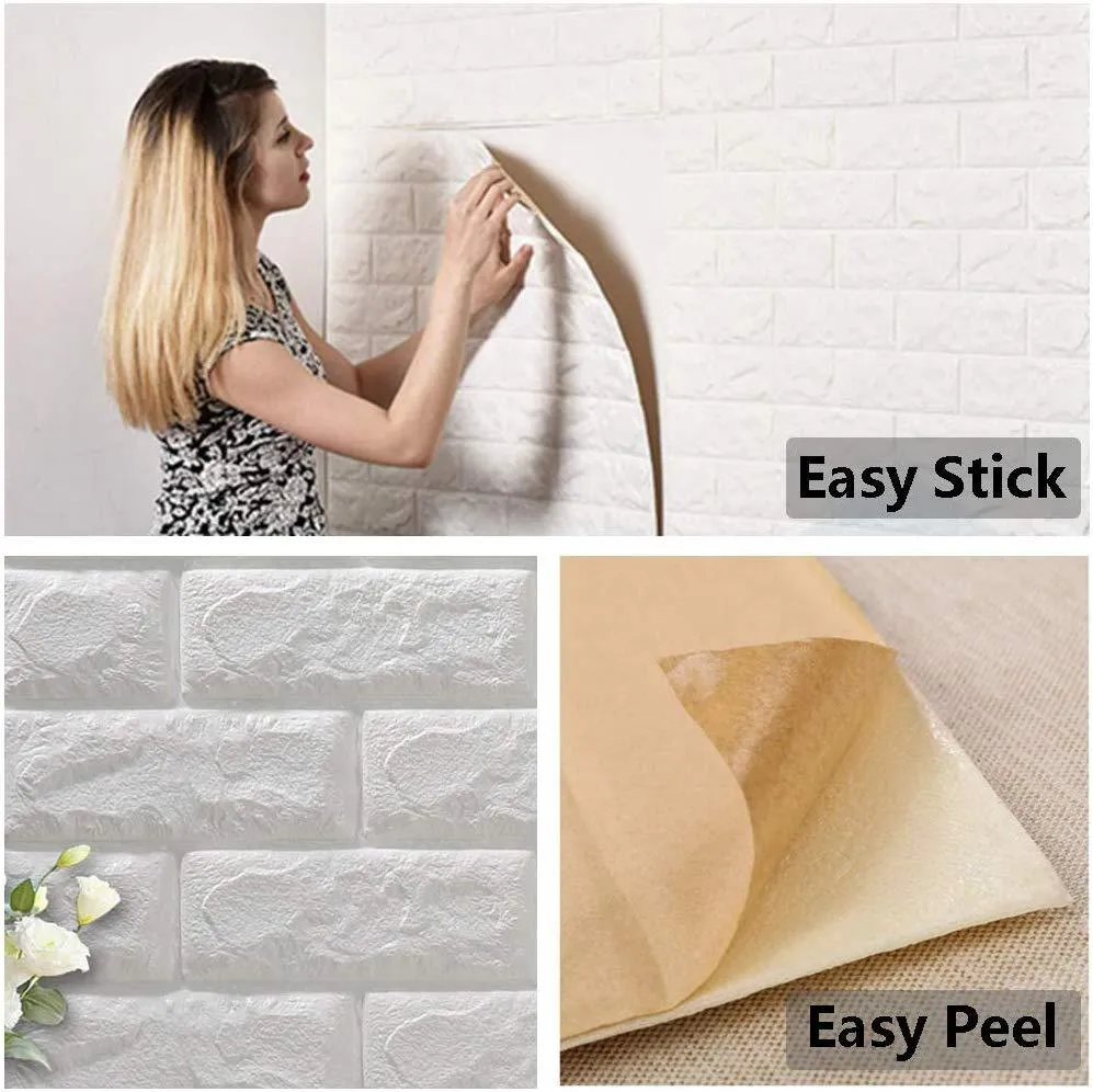 Seenda White Brick 3D Wall Panels Peel and Stick Wallpaper for Living Room Bedroom Kitchen TV Walls/Sofa Background Wall Decoration, photo 5 of 9