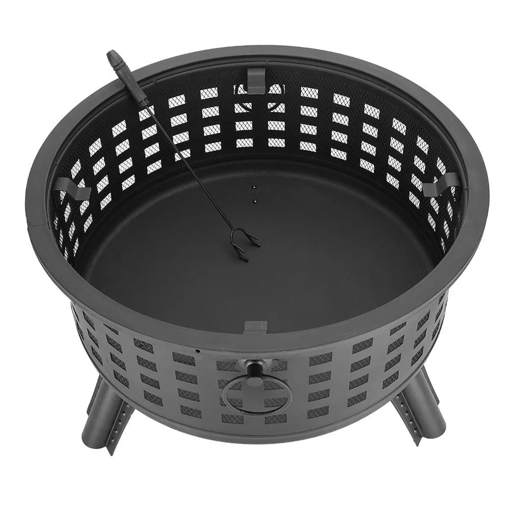Belleviee 26" Fire Pits,Outdoor with BBQ Grill Shelf Backyard Garden Heater/Ice Pit Outdoor Wood Burning Table, photo 7 of 9