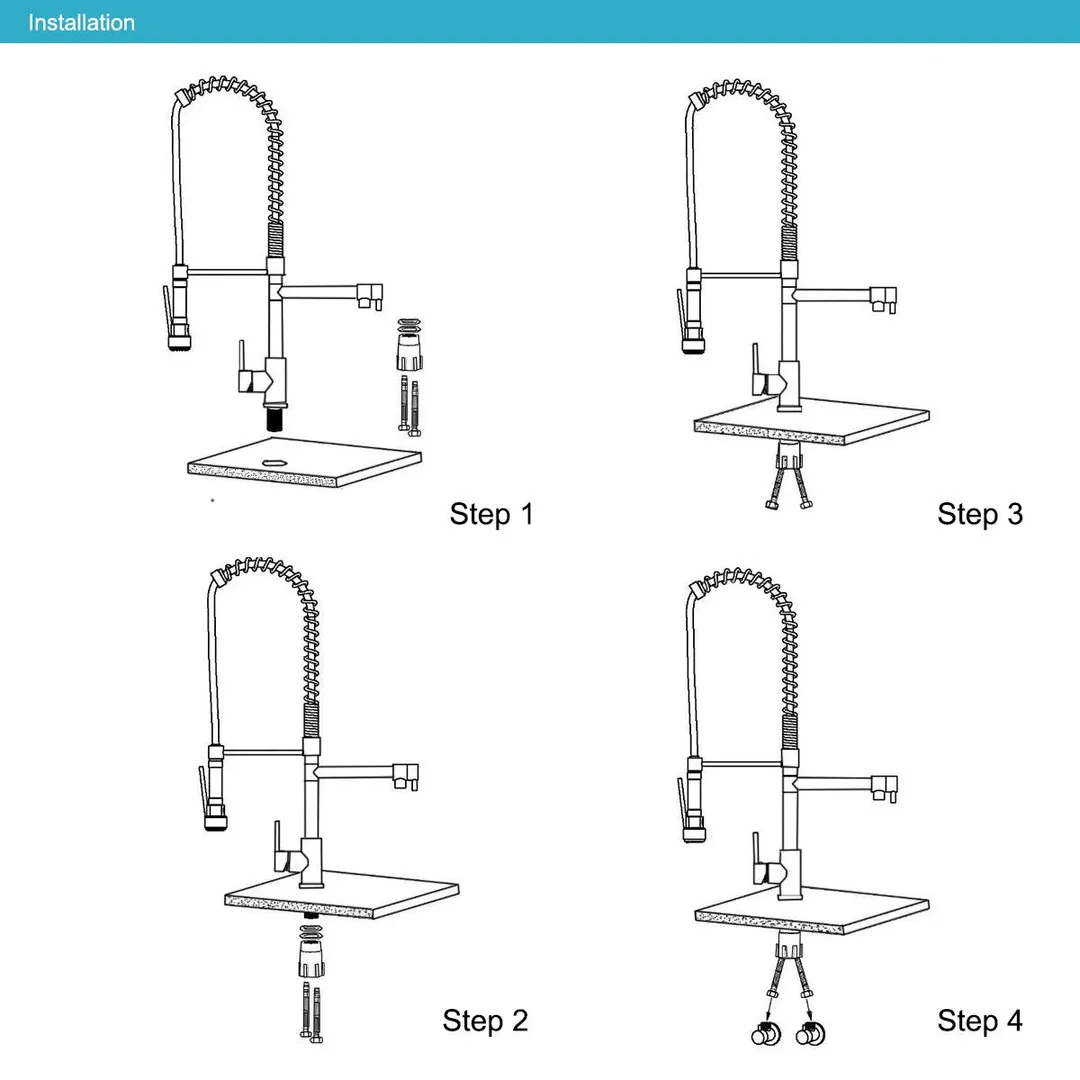Kadell G1/2'' Silver Kitchen Faucet Single Handle Pull Down Sprayer Sink Mixer Tap Kitchen Sink Faucet Pull out Spray Rotating Tap, photo 7 of 9