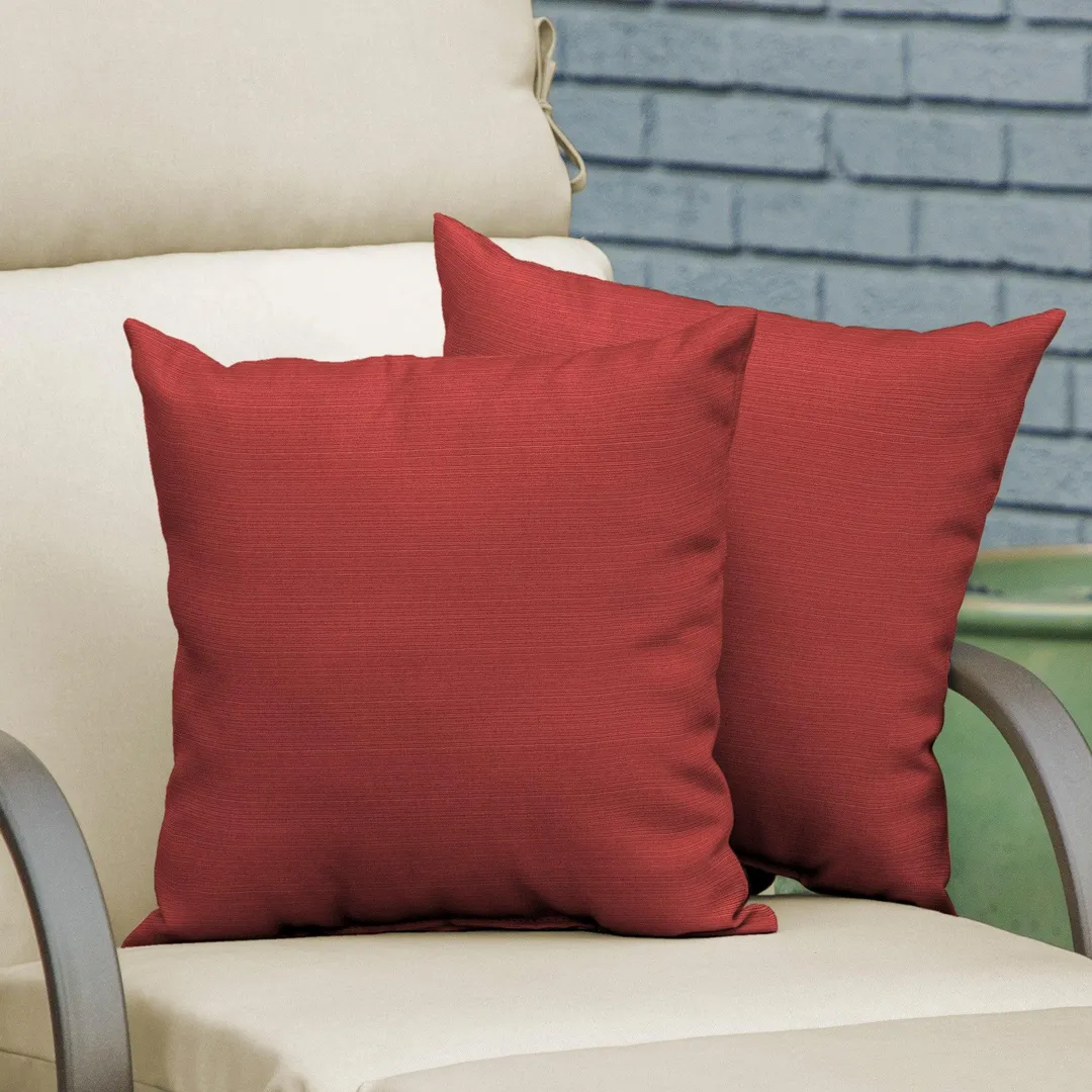 Better Homes & Gardens Santa Fe Red 16 x 16 in. Outdoor Toss Pillow with EnviroGuard, Set of 2, photo 2 of 7