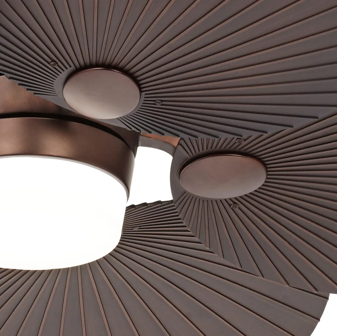Casa Vieja 52" Casa Vieja Tropical Outdoor Ceiling Fan with Light LED Remote Control Oil Brushed Bronze Palm Leaf Damp Rated for Patio Porch, photo 3 of 7