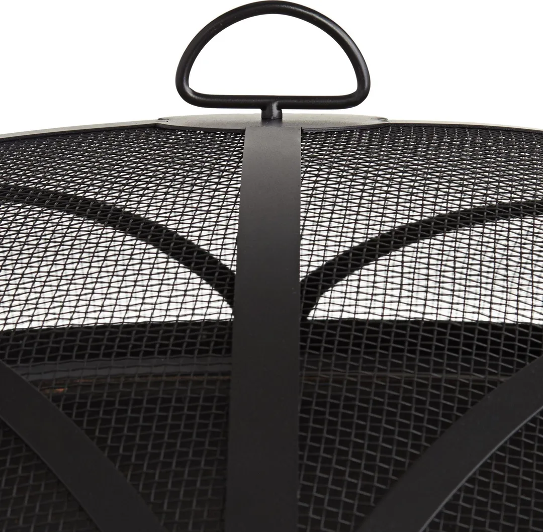 John Timberland Black Iron Outdoor Fire Pit Round 35" Steel Wood Burning with Spark Screen and Fire Poker for Outside Backyard Patio Camping, photo 3 of 8